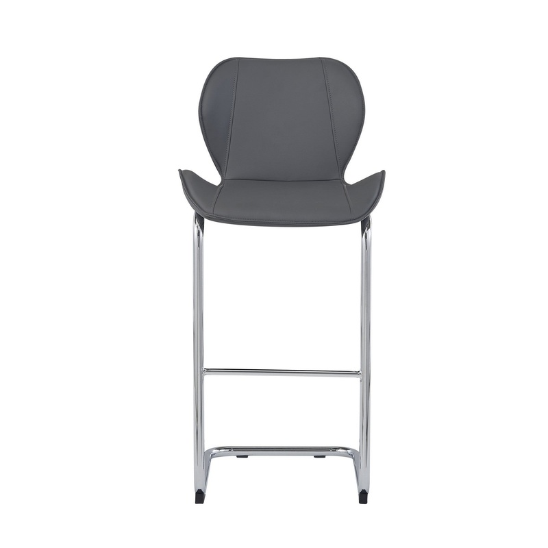 Set Of 4 Modern Grey Barstools With Chrome Legs By Homeroots