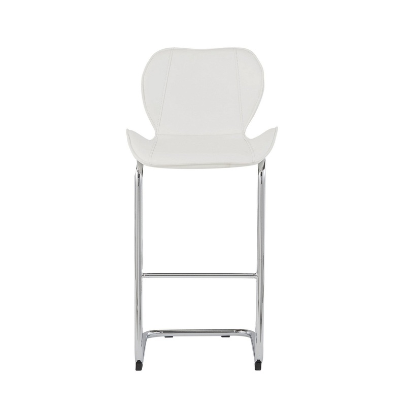 Set Of 4 Modern White Barstools With Chrome Legs By Homeroots