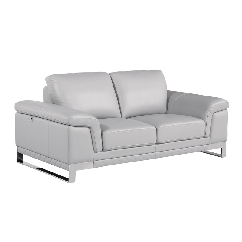 Set Of Modern Light Gray Leather Sofa And Loveseat By Homeroots
