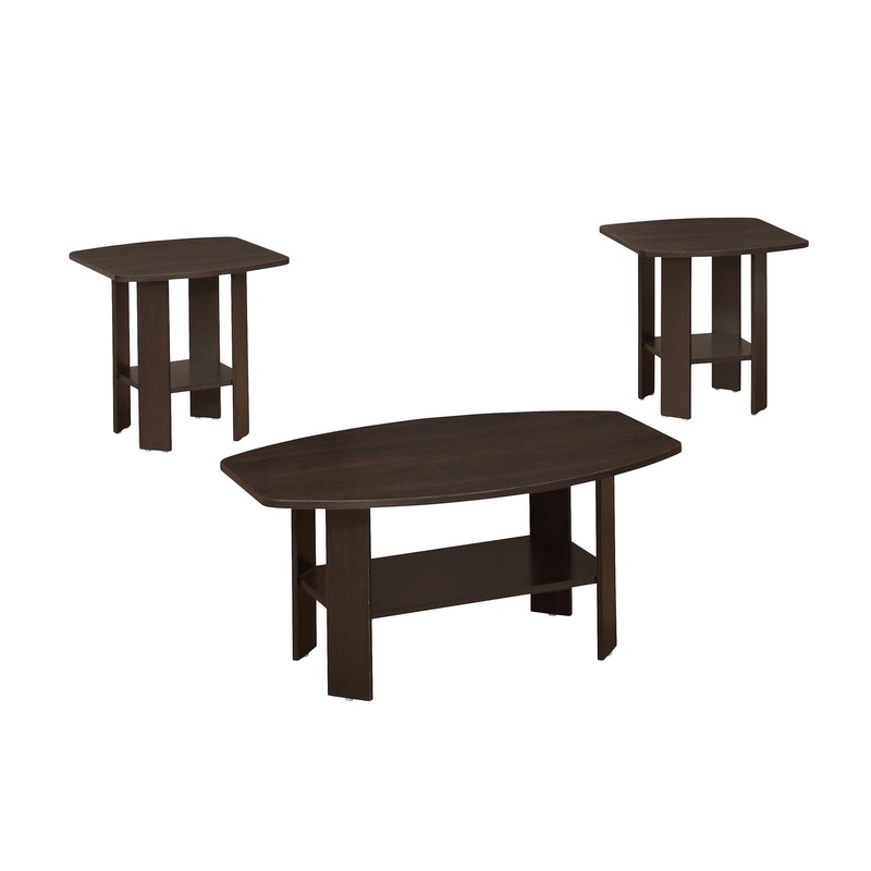 Set Of Three 36" Brown Rectangular Coffee Table With Shelf By Homeroots