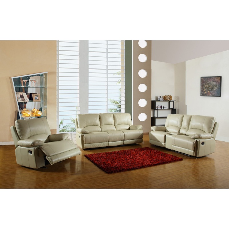 Three Piece Beige Leather Match Six Person Seating Set By Homeroots