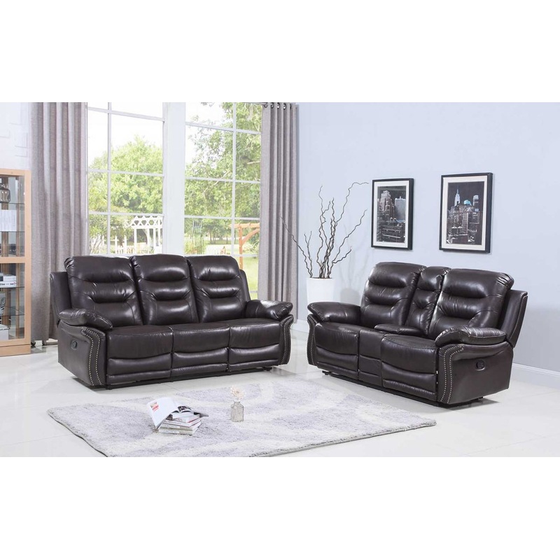 Two Piece Indoor Brown Faux Leather Five Person Seating Set By Homeroots