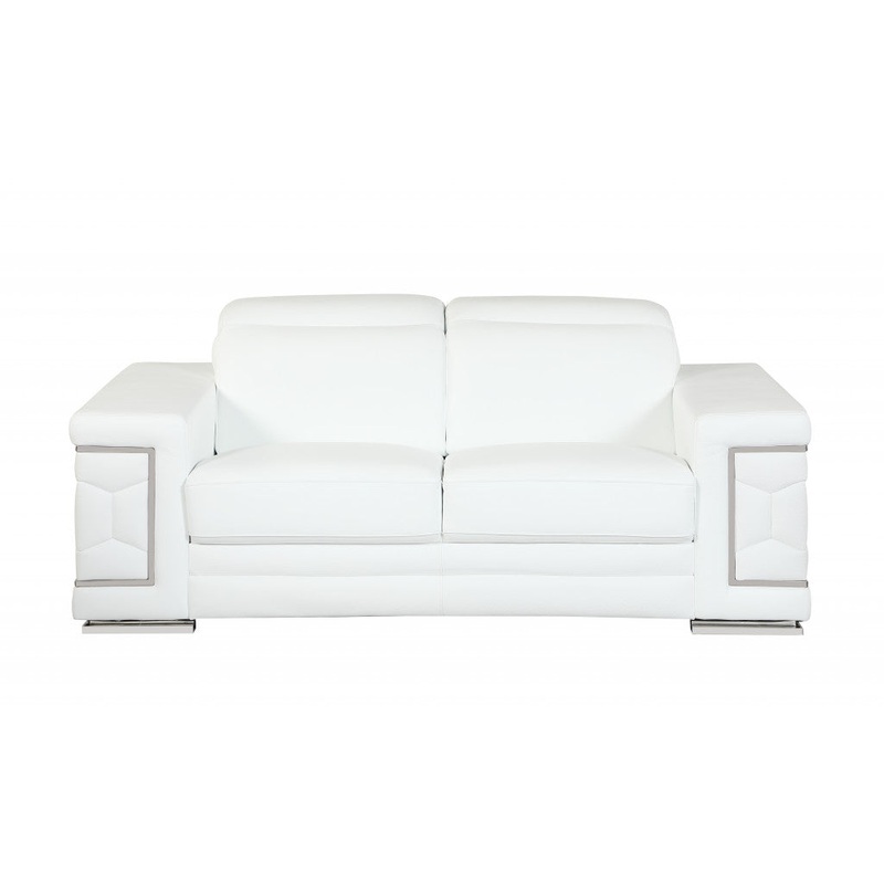 Two Piece Indoor White Italian Leather Five Person Seating Set By Homeroots