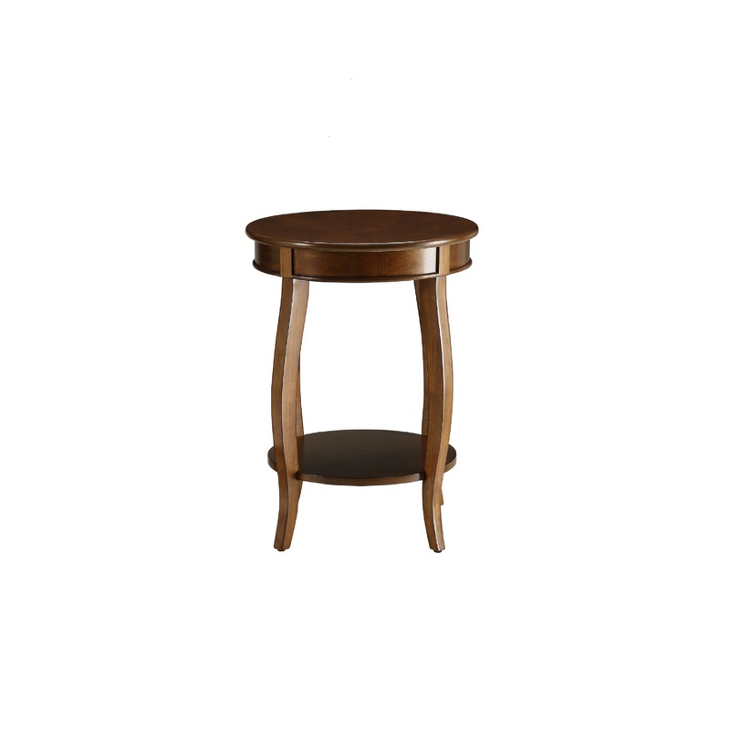 Walnut Round Wooden Side Table By Homeroots