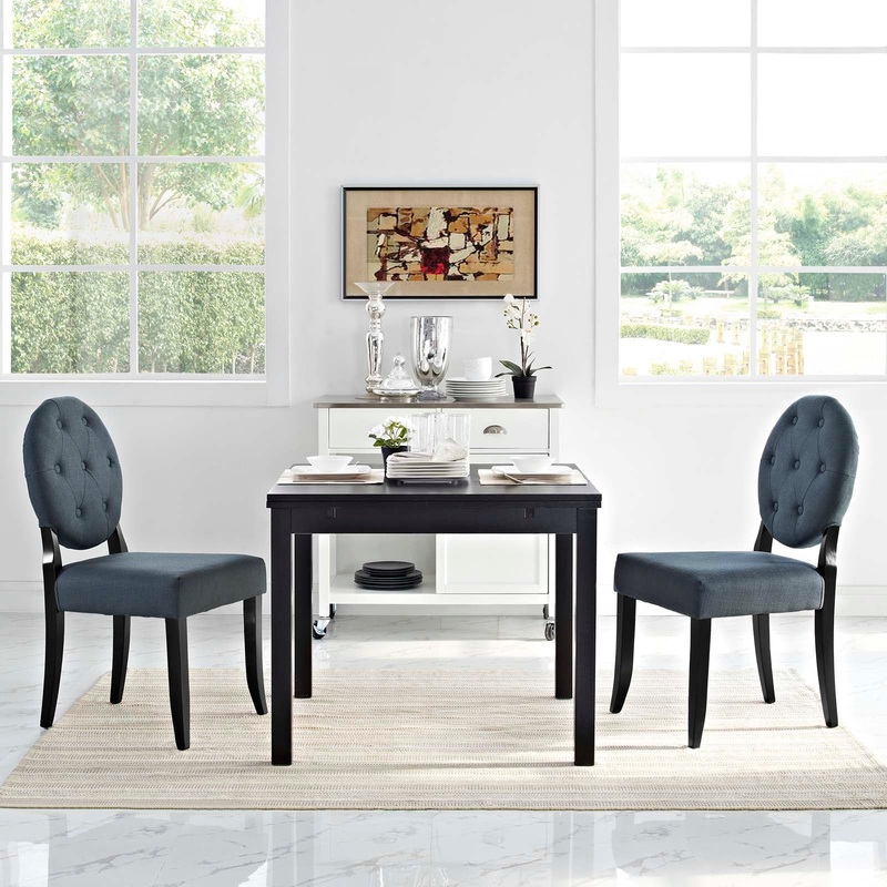 Button Dining Side Chair Upholstered Fabric Set of 2 By Modway - EEI-3329