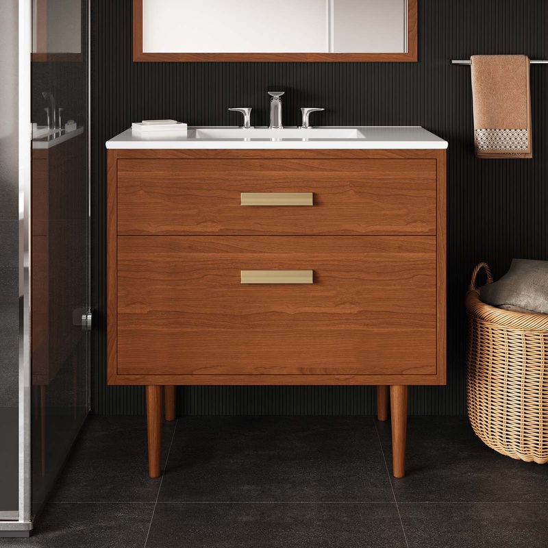 Cassia 36" Teak Wood Bathroom Vanity Cabinet (Sink Basin Not Included) By Modway - EEI-5083