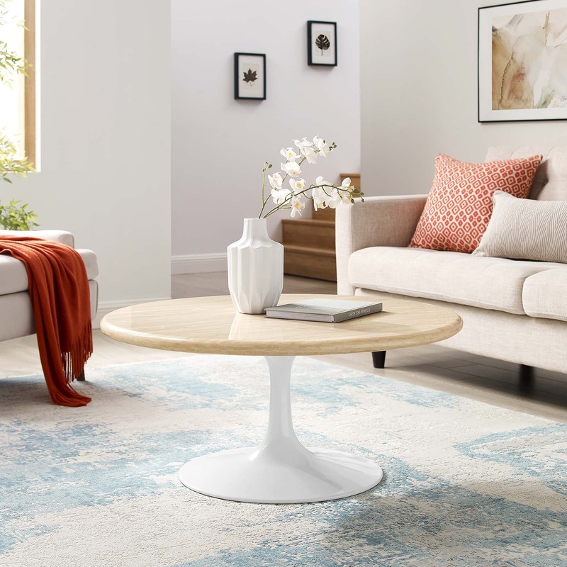 Lippa 36 Round Artificial Travertine  Coffee Table By Modway - EEI-6749