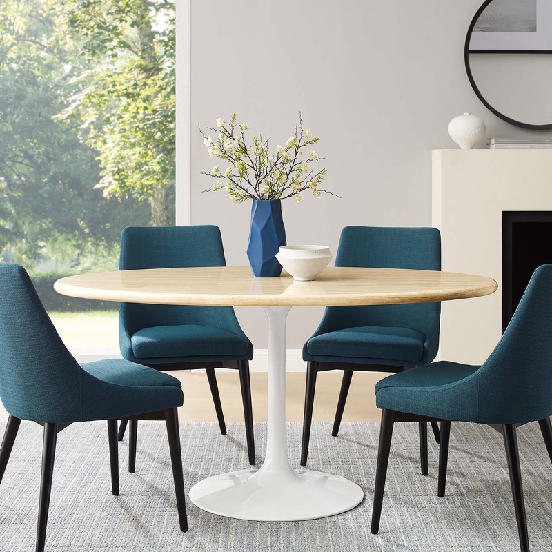 Lippa 60 Oval Artificial Travertine  Dining Table By Modway - EEI-6757
