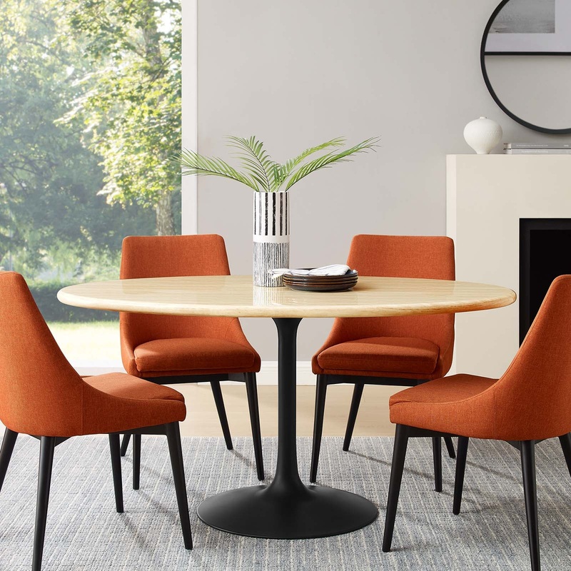 Lippa 60 Oval Artificial Travertine  Dining Table By Modway - EEI-6758