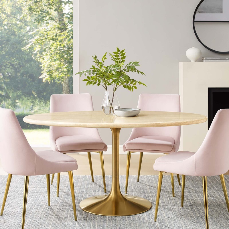 Lippa 60 Oval Artificial Travertine  Dining Table By Modway - EEI-6759