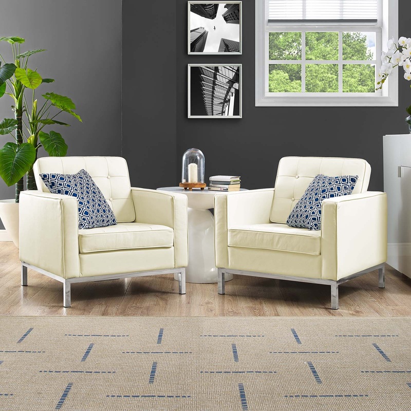 Loft 2 Piece Leather Armchair Set By Modway - EEI-3103