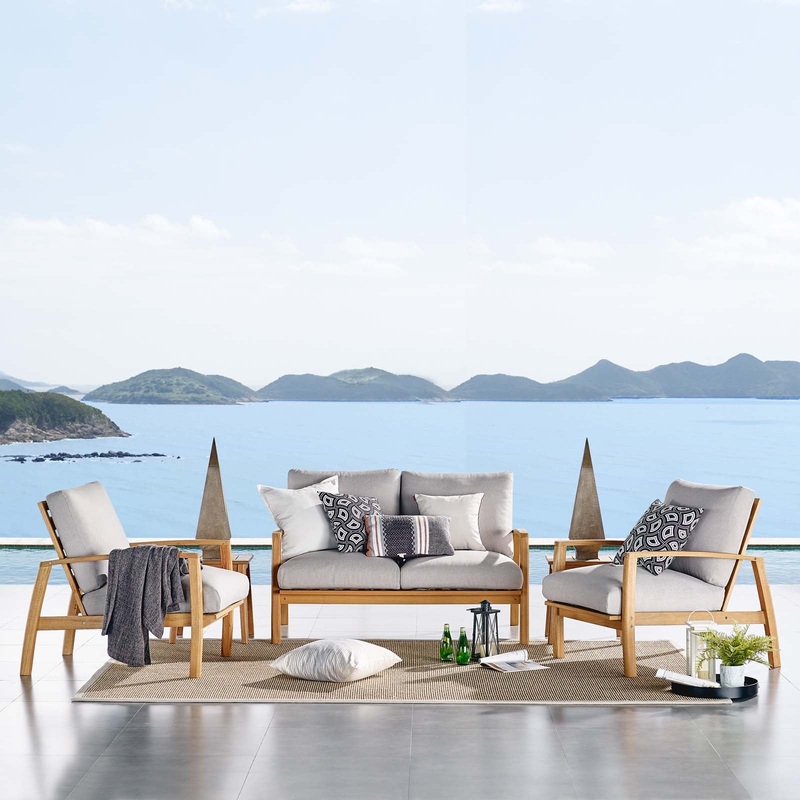 Orlean 3 Piece Outdoor Patio Eucalyptus Wood Set By Modway - EEI-3822