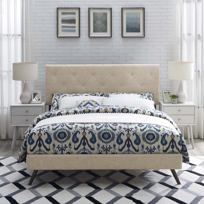 Tarah Queen Fabric Platform Bed with Round Splayed Legs By Modway - MOD-5979