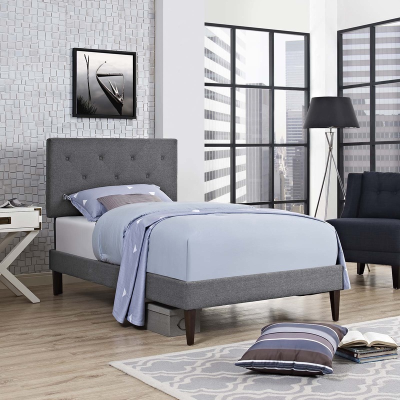 Tarah Twin Fabric Platform Bed with Squared Tapered Legs By Modway - MOD-5983