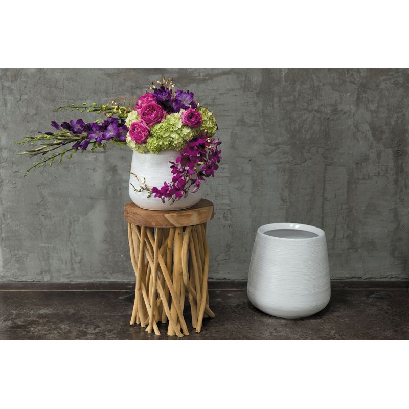 Benji Pot 14.5" x  13.5" White By Accent Decor