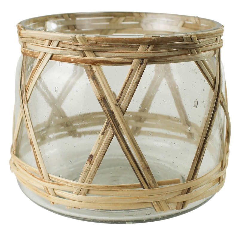 Cairo Hurricane, Glass & Rattan - Small Set Of 2 By HomArt