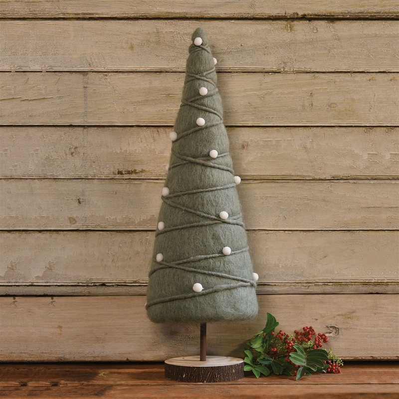 Felt Tree with White Balls - Large - White Set Of 4 By HomArt