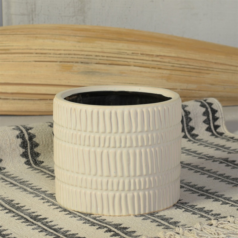 Moto Cachepot, Ceramic - Large - Matte White Set Of 2 By HomArt