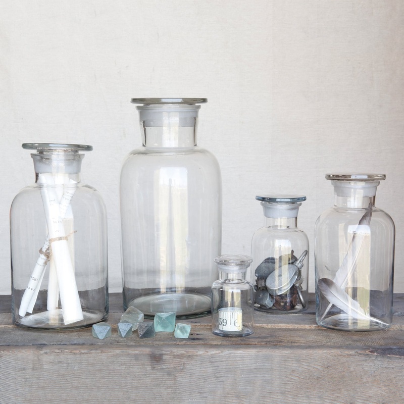 Pharmacy Jar with Stopper - Ex Large - Clear Set Of 2 By HomArt