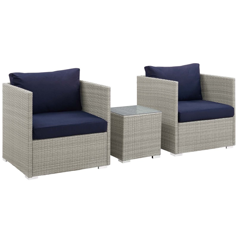 Repose 3 Piece Outdoor Patio Sunbrella Sectional Set By Modway - EEI-3007