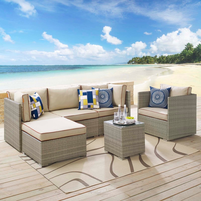 Repose 6 Piece Outdoor Patio Sectional Set By Modway - EEI-3014