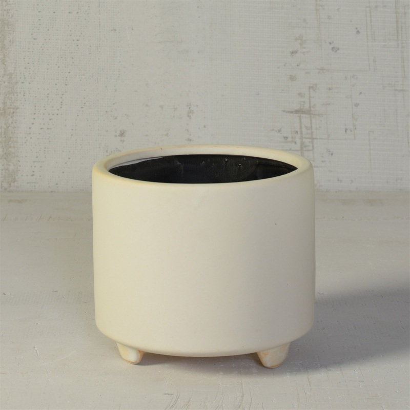 Simon Footed Planter, Ceramic, White - Large - Matte White Set Of 2 By HomArt