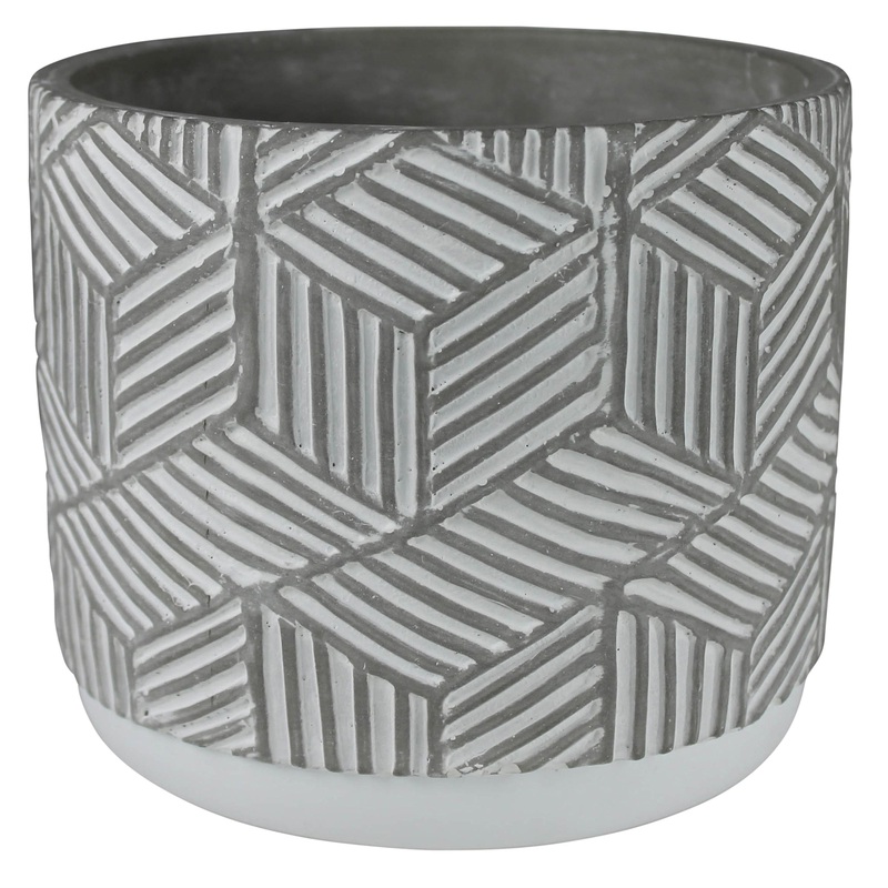 Cachepot, Cement - Rhombus Set Of 2 By HomArt