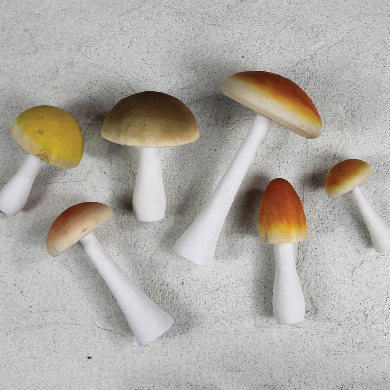Colorful Mushrooms, Wood - Set of 6 By HomArt