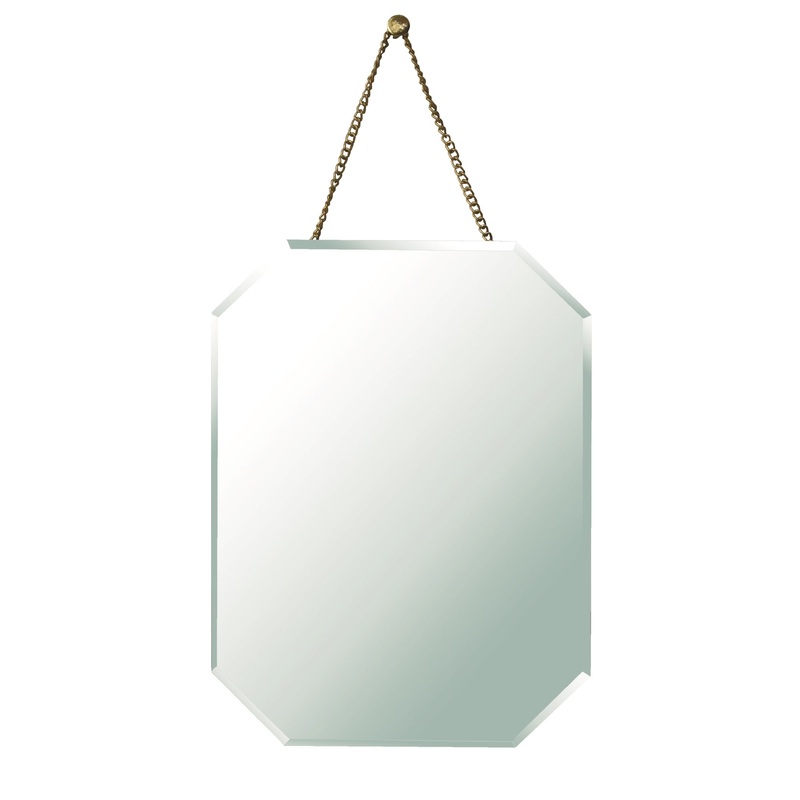 Farrah Beveled Mirror, Brass - Truncated Rectangle By HomArt