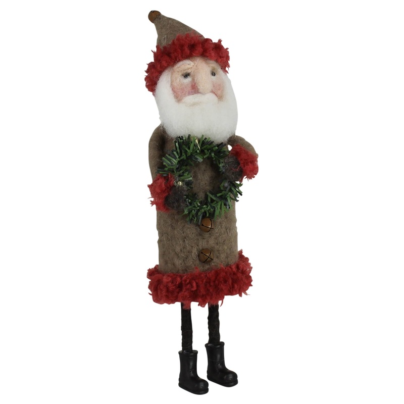 Festive Santa with Wreath, Felt Set Of 2 By HomArt