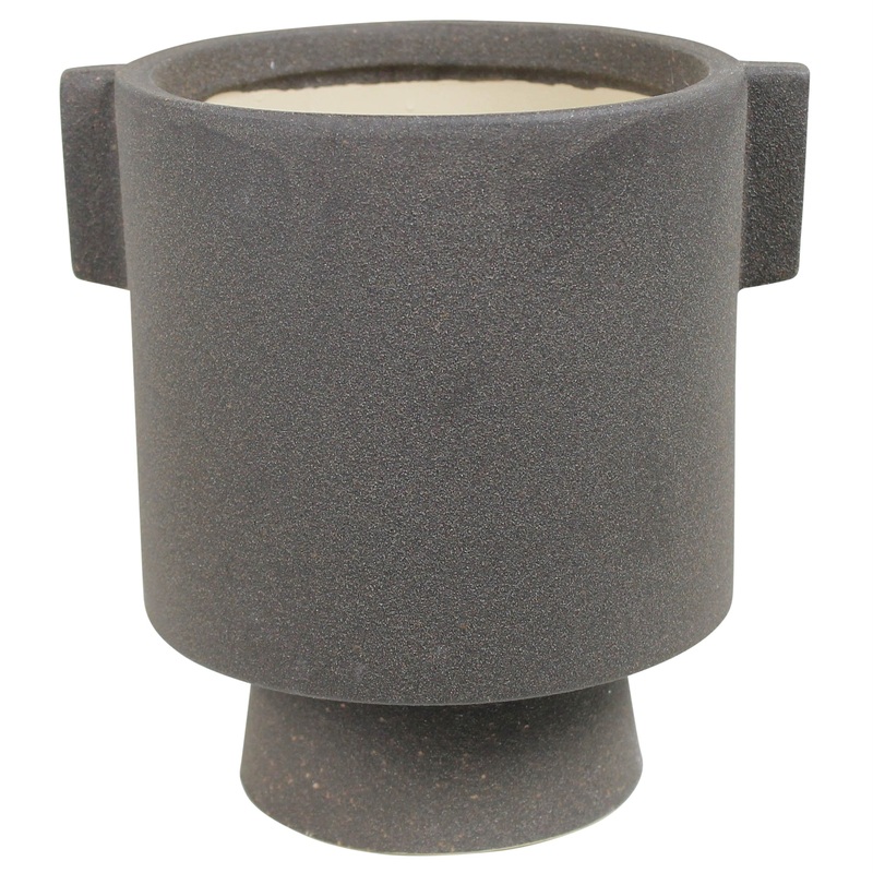 Flynn Cachepot, Ceramic, Charcoal Set Of 2 By HomArt