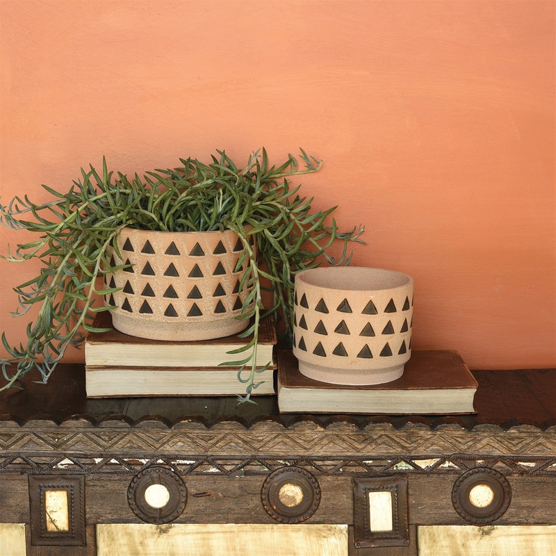 Inca Cachepot, Ceramic - Large - Terra Cotta Set Of 2 By HomArt
