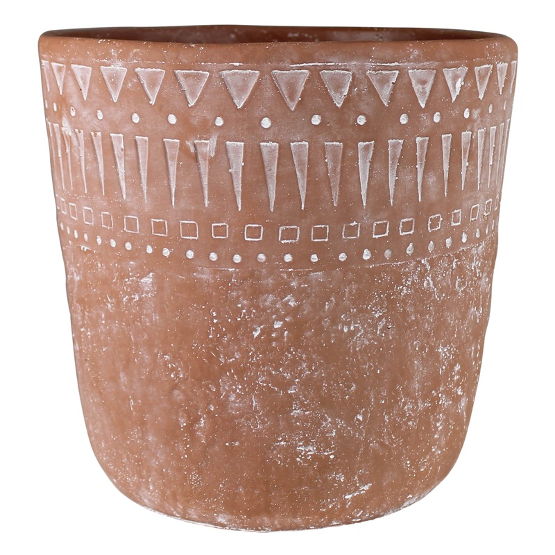 Lima Cachepot, Cement, Terra Cotta - Large Set Of 2 By HomArt