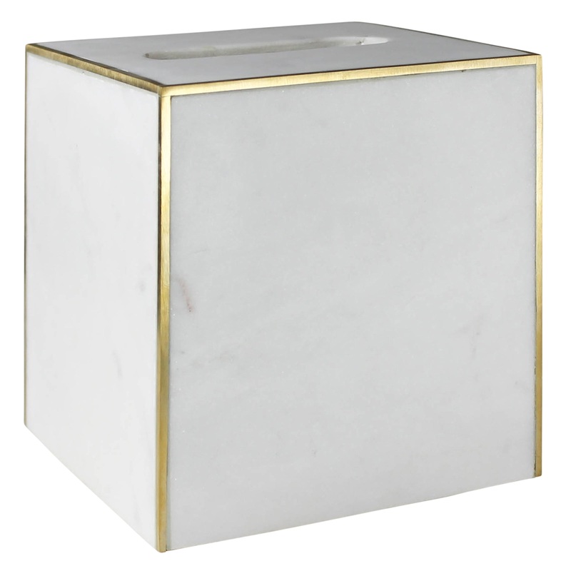Loren Tissue Holder, Marble & Brass By HomArt