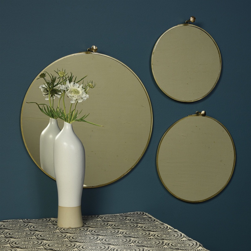 Monroe Round Mirror - Small - Brass Set Of 2 By HomArt