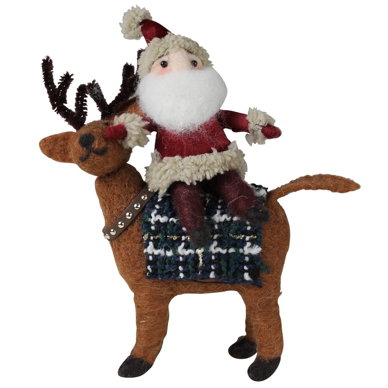 Santa on Deer, Felt - Left Set Of 3 By HomArt