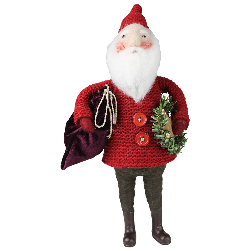 Santa with Bag and Wreath, Felt Set Of 2 By HomArt