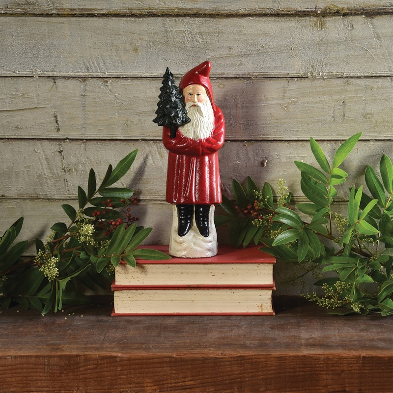 Santa with Tree, Cast Iron - Large Set Of 2 By HomArt