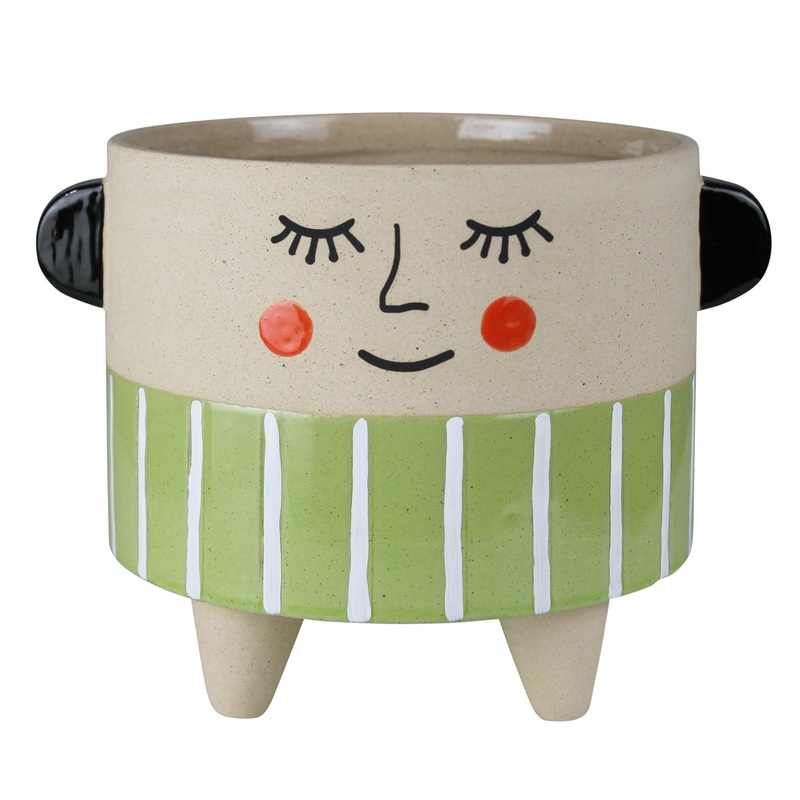 Sweet Face Cachepot, Ceramic - Large Set Of 2 By HomArt
