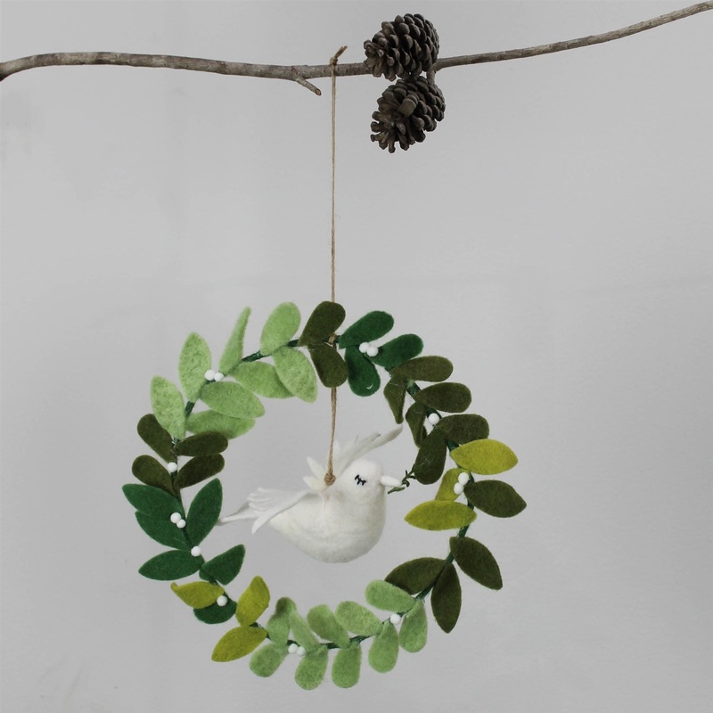 Wreath with Dove, Felt Set Of 2 By HomArt