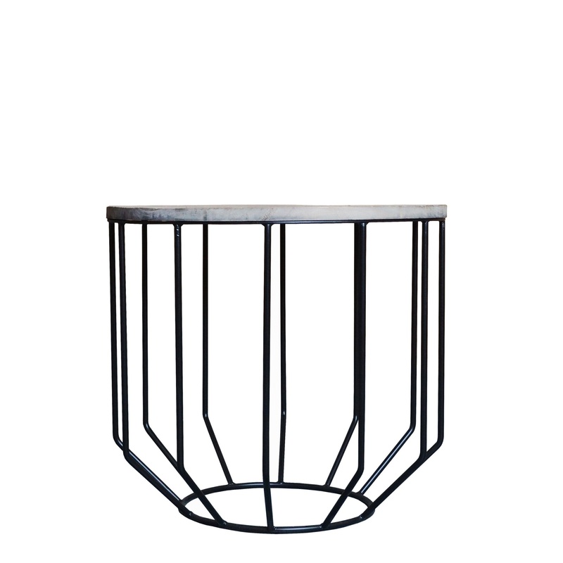 Black And Brown Solid Wood And Iron Round End Table By Homeroots