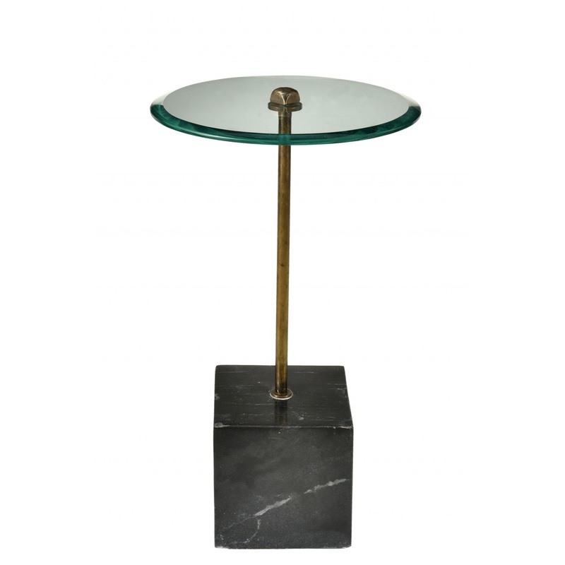 Black And Clear Glass Round End Table By Homeroots