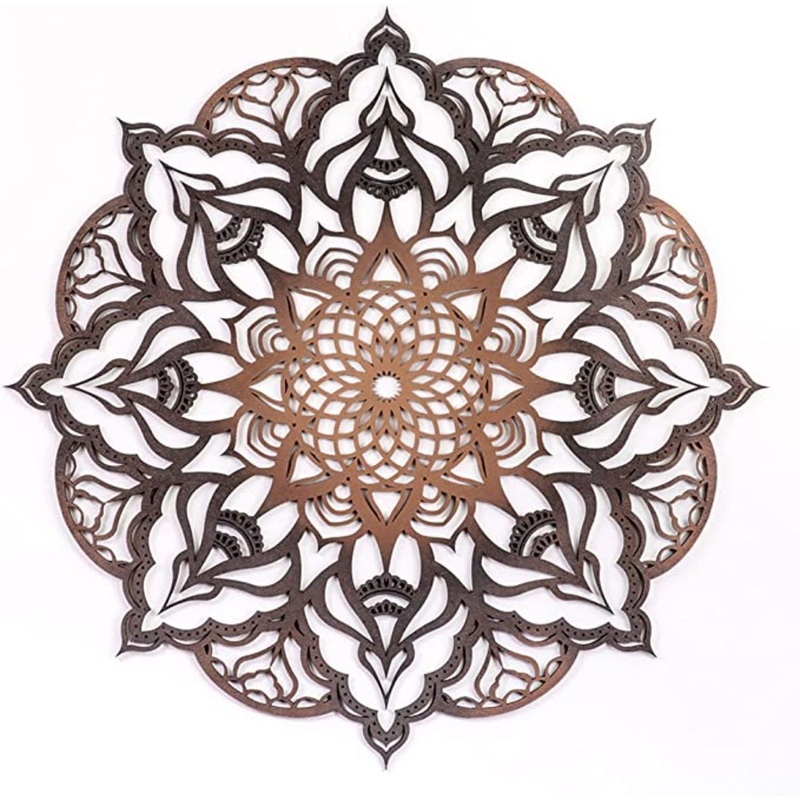 Black And Copper Solid Wood Geometric Mandala Wall Decor By Homeroots