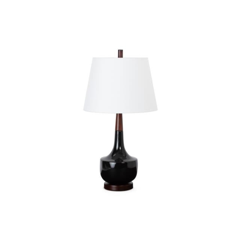 Black Ceramic Genie Table Lamp With White Shade By Homeroots