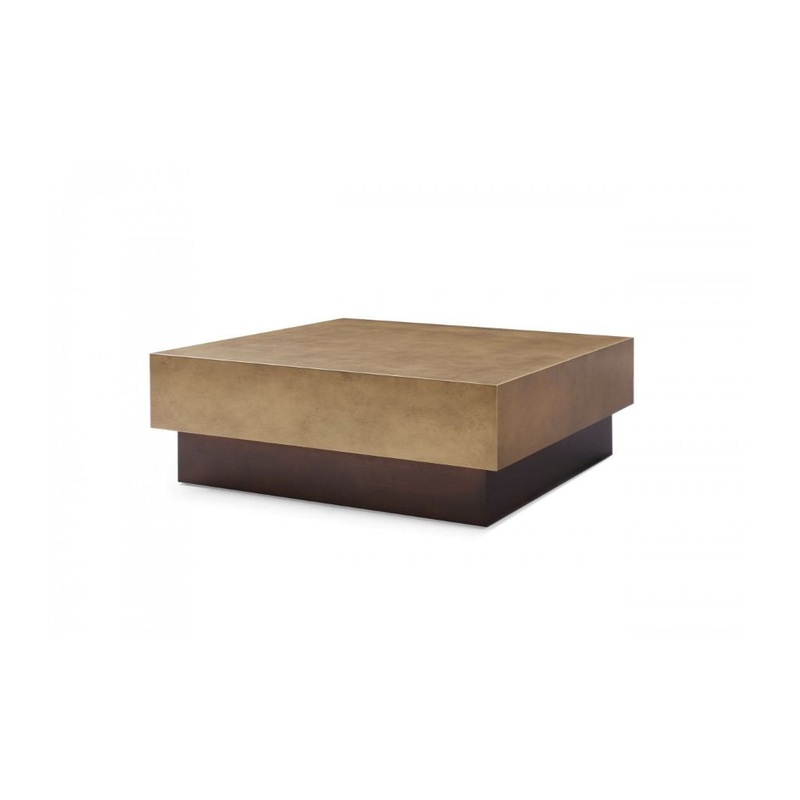 Bronze and Brown Copper And Steel Square Block Coffee Table By Homeroots