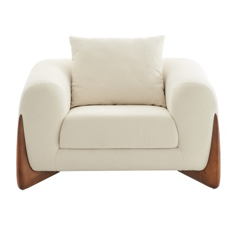 Cream And Brown Sherpa Arm Chair By Homeroots