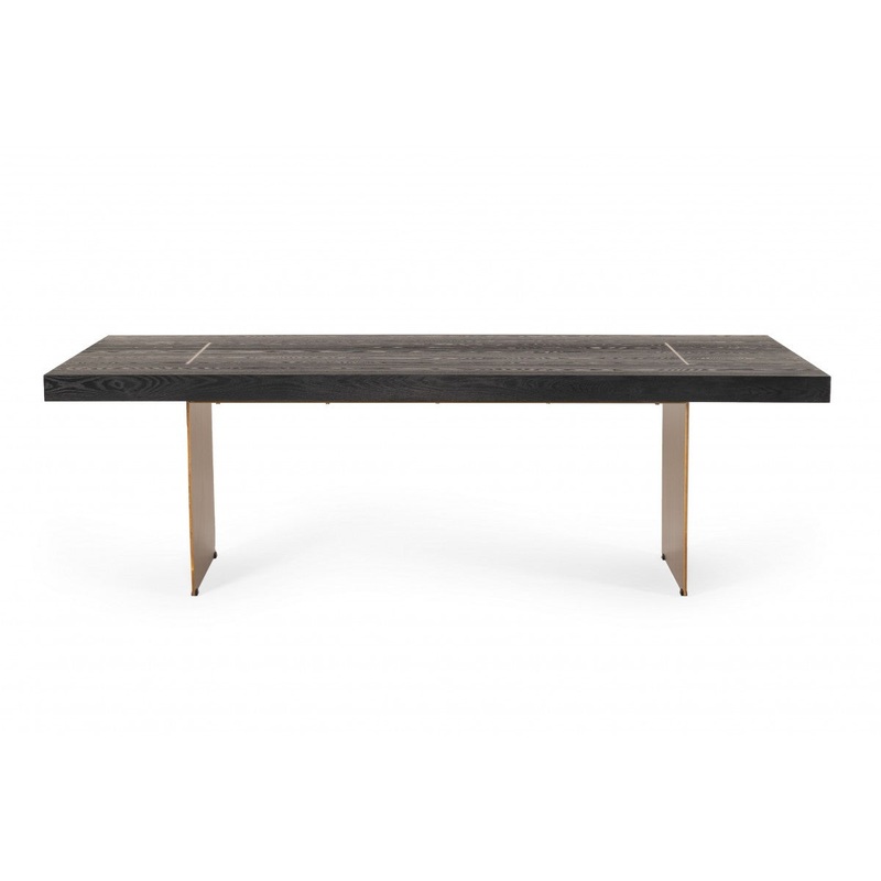 Dark Brown And Brass Metal Sled Base Dining Table By Homeroots