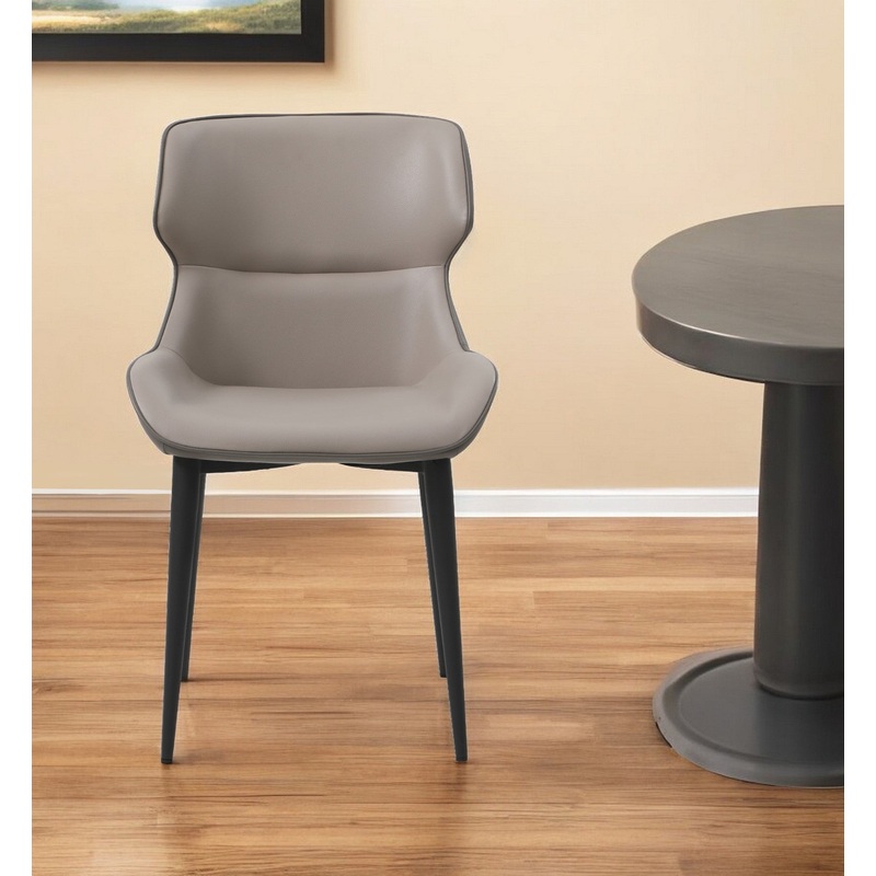 Gray And Black Upholstered Faux Leather Dining Side Chair By Homeroots