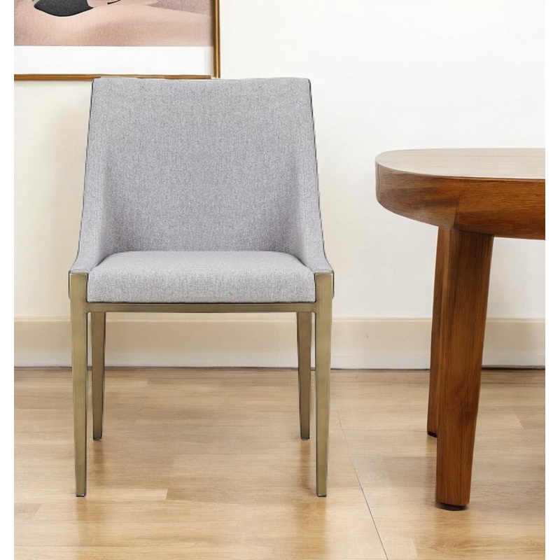 Gray And Brass Upholstered Fabric Dining Side Chair By Homeroots