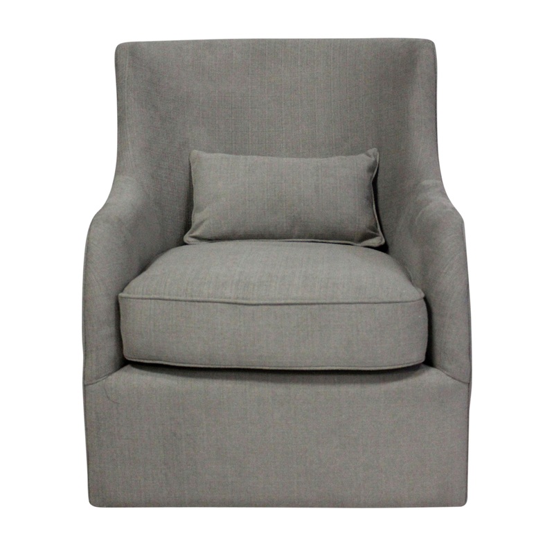 Gray Polyester Blend Solid Color Swivel Arm Chair By Homeroots